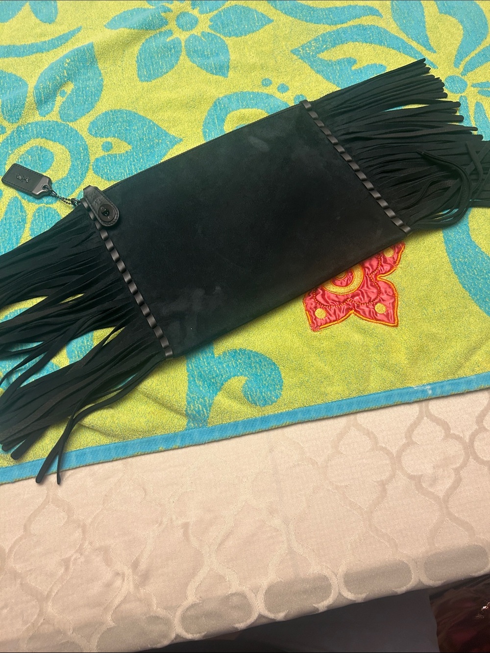 Coach Black Fringe Clutch Bag - Rare